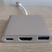 3 в 1: USB-C 3.1 (type-C ) към HDMI 2.0/USB 3.0/Type C Female адаптер, снимка 2 - Селфи стикове, аксесоари - 39100644