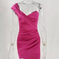 Цикламена рокля сатен розова рокля Barbie , снимка 2 - Рокли - 38288412