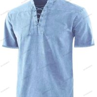 Мъжка едноцветна риза с къс ръкав с връзки, 8цвята - 023, снимка 5 - Ризи - 40761078