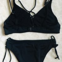 Нов черен бански комплект с връзки бикина , снимка 2 - Бански костюми - 29939566