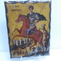 Голяма икона на Свети Димитър - ръчна изработка, снимка 5 - Икони - 37640280