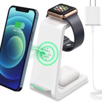 Ново поколение 3-в-1 Зарядно: iPhone, Android, Airpods и Apple Watch, снимка 4 - Безжични зарядни - 42842450