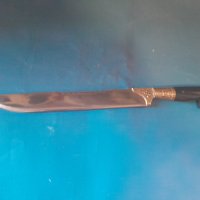 Голям ловен нож от биволски рог с бронз, снимка 1 - Ножове - 38390874