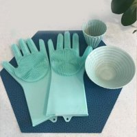 СИЛИКОНОВИ РЪКАВИЦИ ЗА ПОЧИСТВАНЕ MAGIC SILICONE DISHWASHING GLOVES, снимка 6 - Други - 38232827