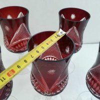Кристални чаши за вино и кана червен кристал, снимка 7 - Антикварни и старинни предмети - 31060481