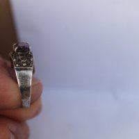 Дамски сребърен пръстен аметист с маркезити, снимка 5 - Други ценни предмети - 44278660