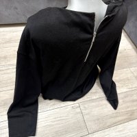 H&M Дамска блуза с дълъг ръкав/ черна/ елегантна/ HM /  с цип на гърба, снимка 2 - Блузи с дълъг ръкав и пуловери - 38979176