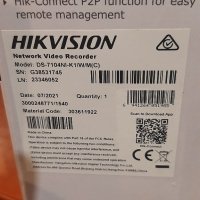 Продавам 4 канален WI-FI NVR Hikvision DS-7104NI-K1/W/M до 4МП, снимка 4 - Други - 36979476