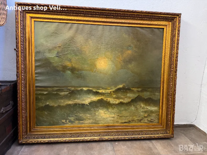 Огромна авторска картина с рамка-морски пейзаж №6811 , снимка 1