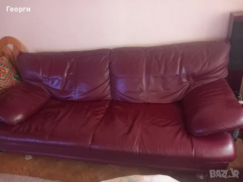 Кожени дивани тройка и двойка , снимка 1