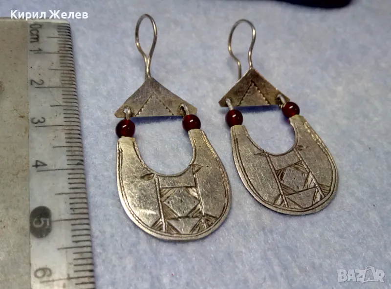 Старинни ВЪЗРОЖДЕНСКИ СРЕБЪРНИ ОБЕЦИ СРЕБРО ВИСОКА ПРОБА с МЪНИСТА РЪЧНА КУЮМДЖИЙСКА ИЗРАБОТКА 42933, снимка 1