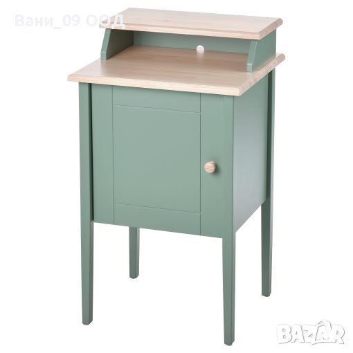 Нощно шкафче в зелен и естествен дървесен цвят, снимка 1