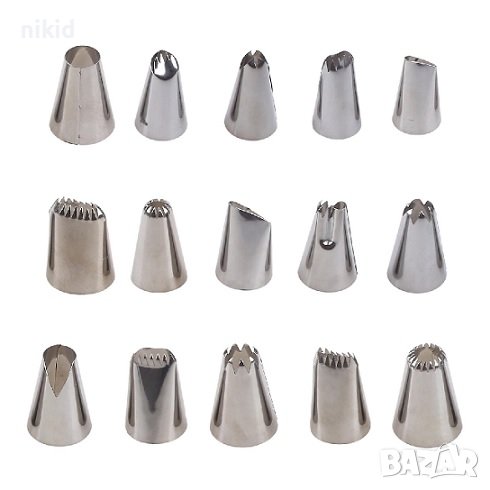 15 бр накрайник пош шприц дюза за декорация торта крем украса десерти , снимка 1