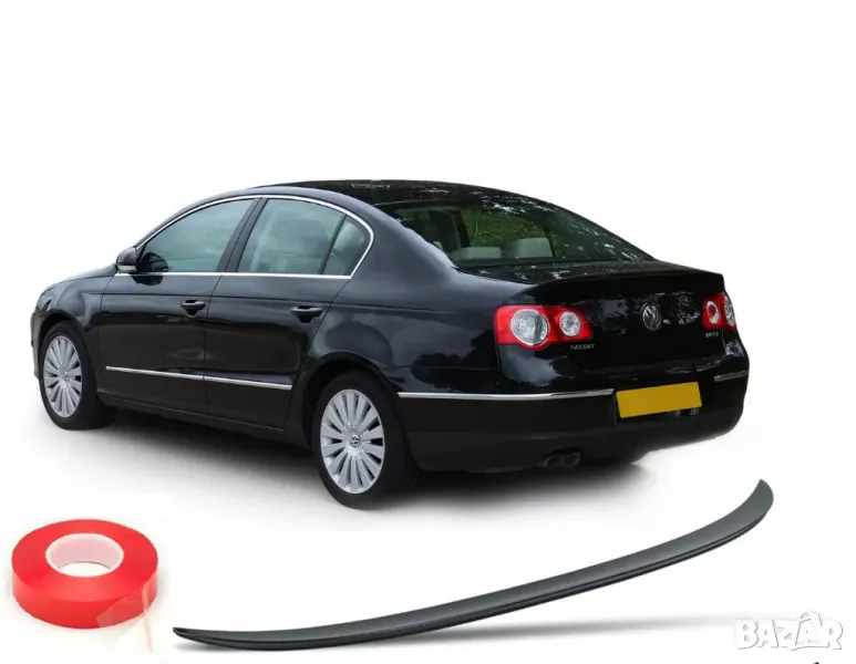 Лип спойлер заден черен пиано лак подходящ за Volkswagen Passat B6 sedan (2005-2010), снимка 1