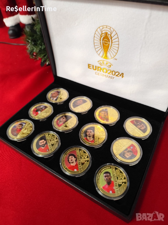 Euro 2024 Germany Лот от 12 плакета с футболисти, в кутия, снимка 1