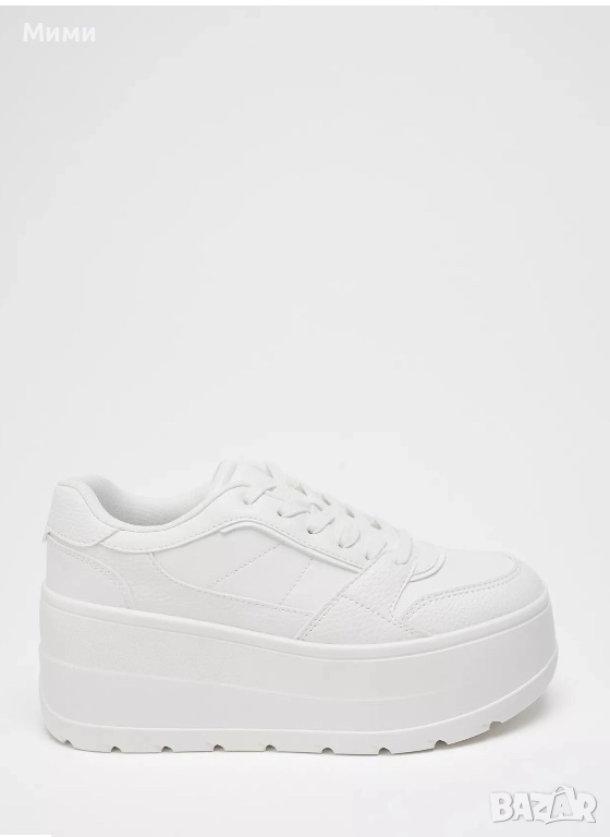 Едноцветни-бели кецове от Zara с платформа, снимка 1