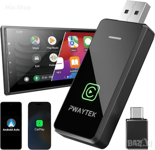 Преобразувател за безжичен CarPlay и Android Auto Plug & Play кола, снимка 1