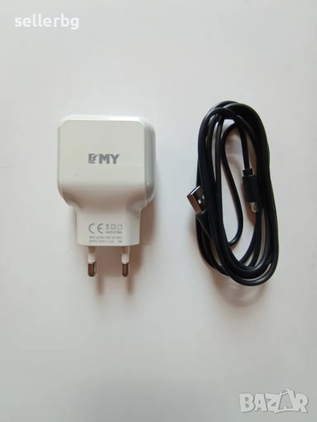 Зарядно ЕМУ на 5v 2,4A 12w за Android и iOS с кабел micro USB, C5 или iPhone, снимка 1