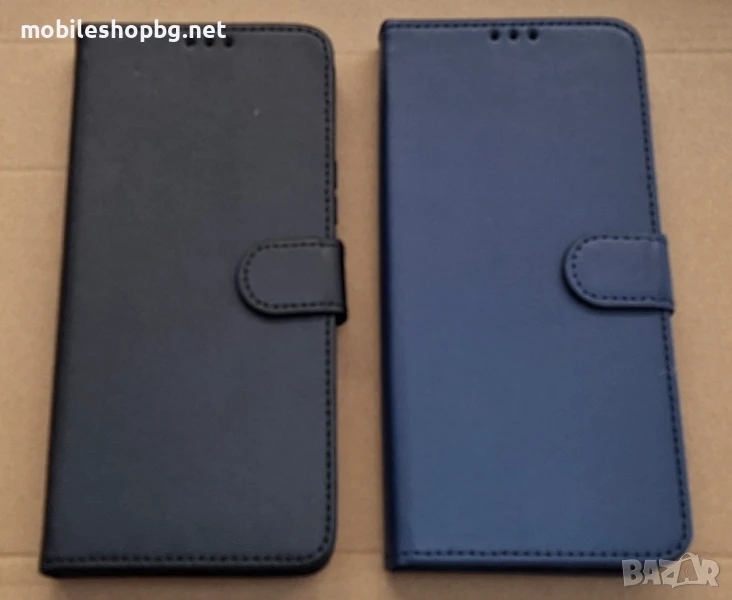 Redmi Note 14 4G калъф страничен с прегради и закопчаване черен син , снимка 1