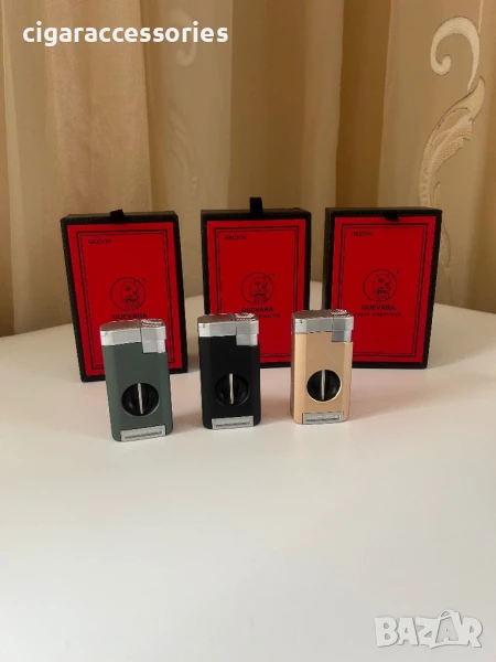 Луксозна запалка с резачка за пури Guevara – 3 цвята, снимка 1