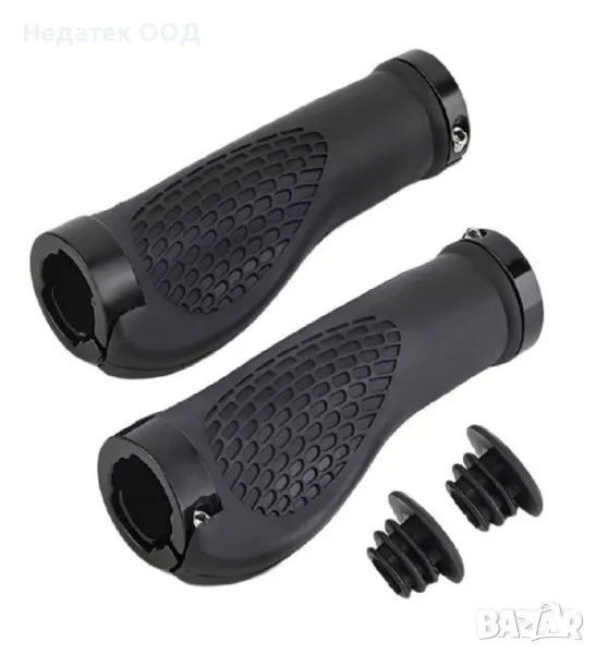 Чифт, премиум, гумени ръкохватки за велосипеди, черни, 13x4 см, снимка 1