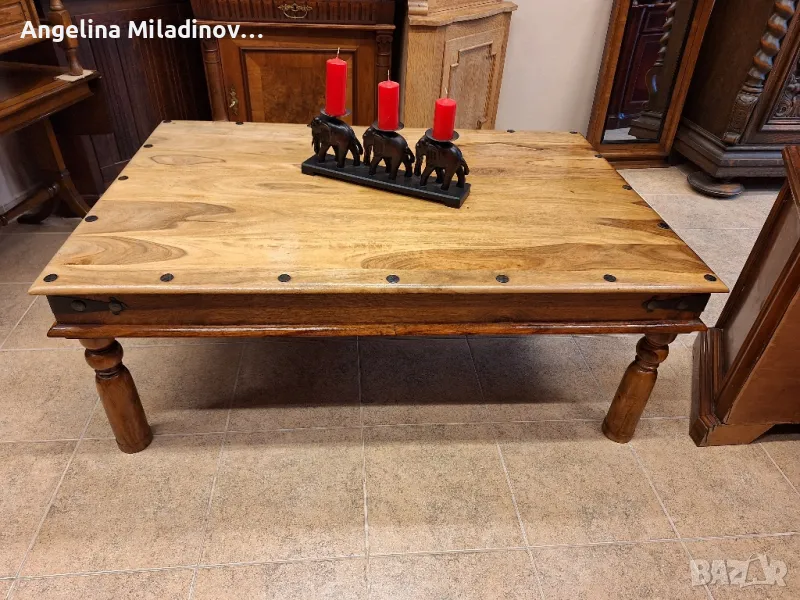 маса за всекидневна орех и ковано желязо , снимка 1