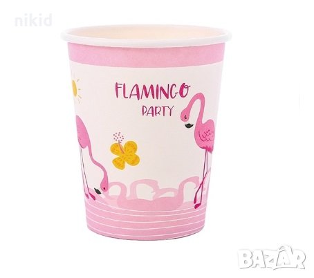 Фламинго 8 бр картонени чаши парти рожден ден, снимка 1