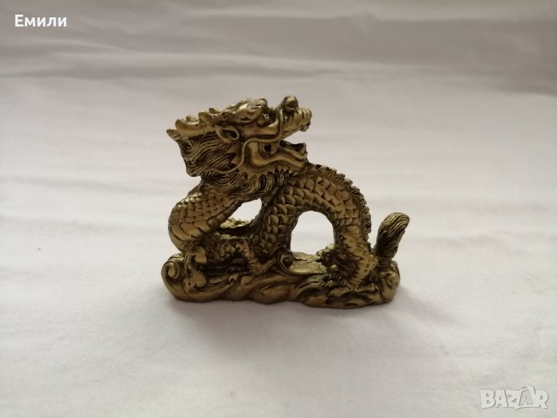 Сувенир малка статуетка китайски дракон в бронзов цвят , снимка 1