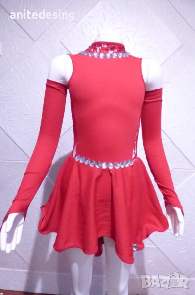 Червена детска рокля за спортни танци, снимка 1