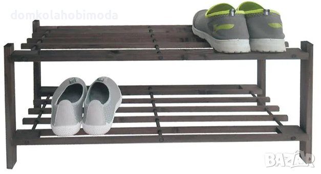  Етажерка за обувки, Естествено дърво с 2 рафта 66,5x26x32 см, снимка 1
