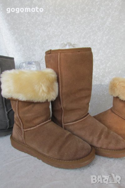 UGG®  аналог, топли зимни ботуши -100% естествена кожа - велур, N- 37 - 38, бежави, снимка 1