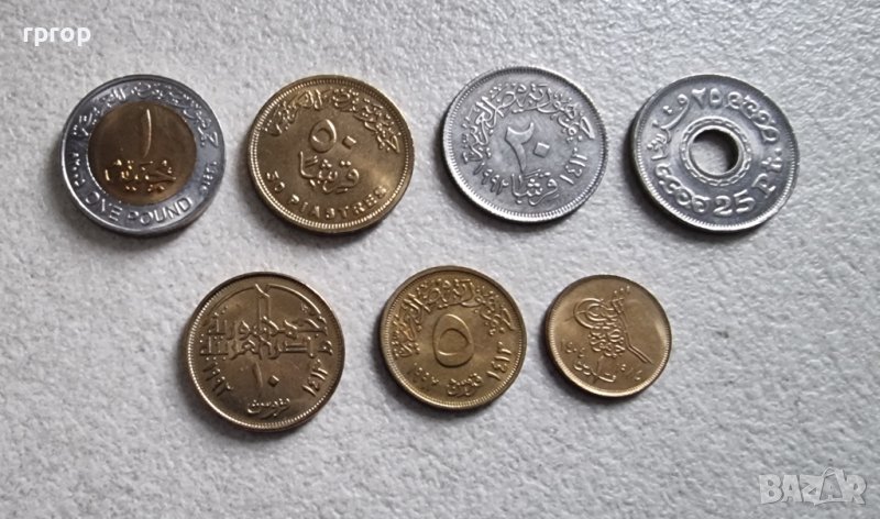 Египет. Лот. Египетски пиастри. Египетски паунд. UNC.  Чисто нови. 7 бройки., снимка 1