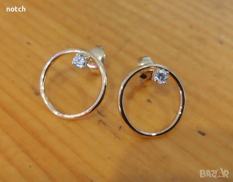Златни обеци с циркони, снимка 1