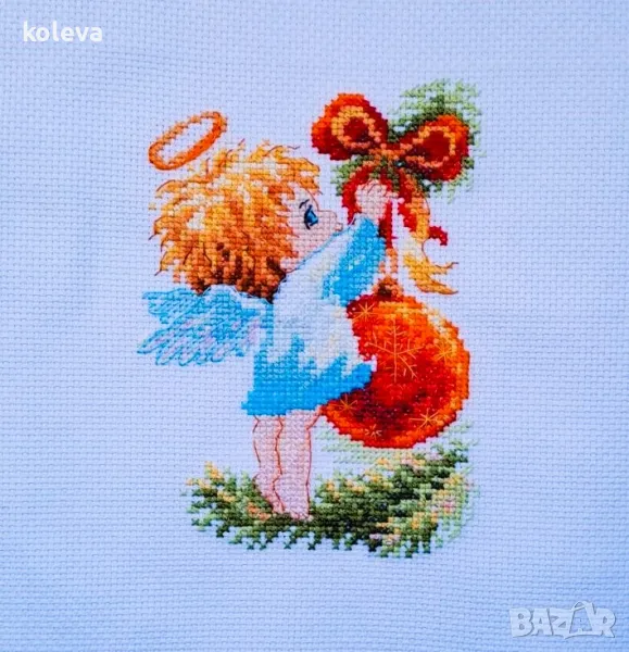 Ръчно изработен гоблен – "Коледно ангелче", снимка 1