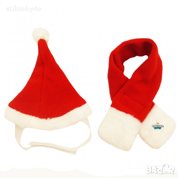 Коледна кучешка шапка и шал Коледни аксесоари Коледни шапки за кучета, снимка 1