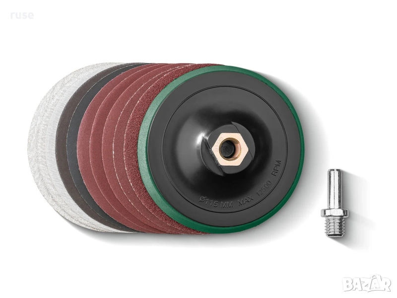 НОВИ! Шлайф диск и 10 шкурки Parkside за ъглошлайф с адаптер, снимка 1