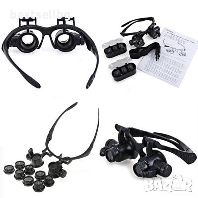 Мощна увеличителна лупа за глава очила 10Х с лед осветление за бижута, снимка 1