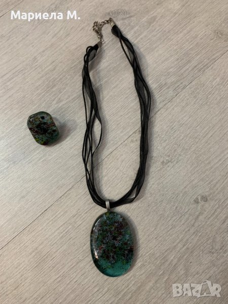 Ръчна изработка от стъкло! Колие и пръстен, снимка 1
