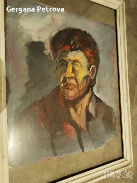 Картини Портрет на мъж, Стари къщи с въглен, Къщи, снимка 1