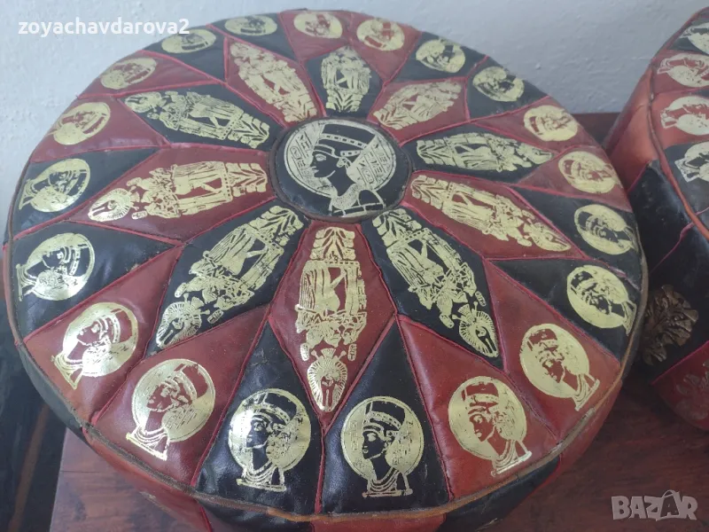 ПУФ ЕСТЕСТВЕНА КОЗЯ КОЖА, снимка 1