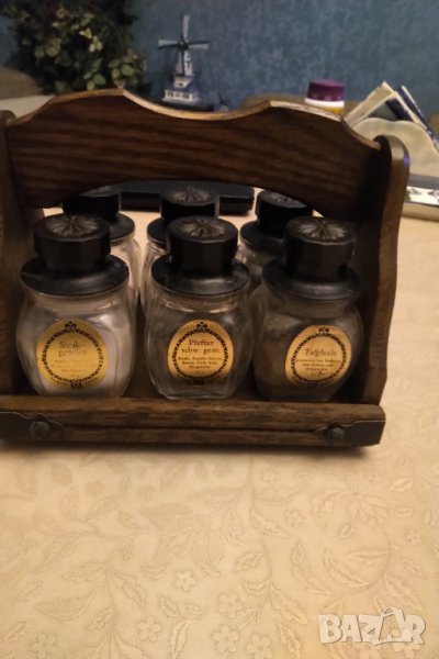 Холандска масивна дървена поставка с буркани за подправки , снимка 1