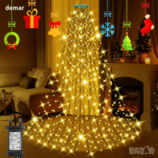 Лампи за коледно дърво Laybasic с пръстен, 1,75 м x 16 нишки 400 LED, снимка 1