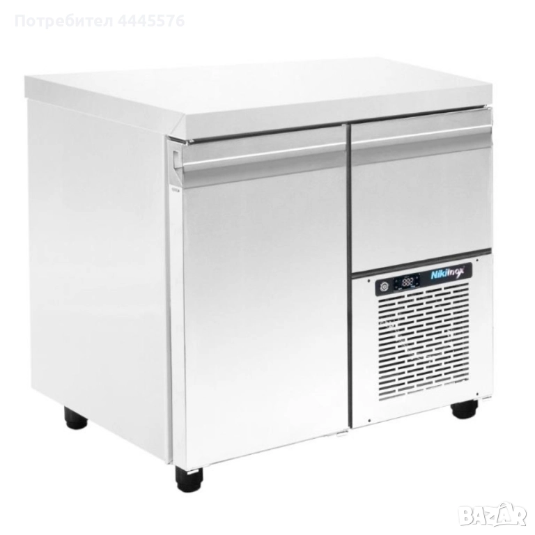 Хладилен работен плот – 89 см, 160 л, GN съвместим с горно охлаждане, снимка 1