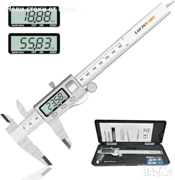 Електронен дигитален шублер LOUISWARE, с много голям LCD екран и 150 mm 0-6" инча/, снимка 1
