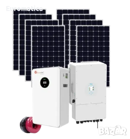 Автономна соларна система 9.3 kW + инвертор Deye 8 kw + 5.12 kwh литиева батерия - Трифазна
