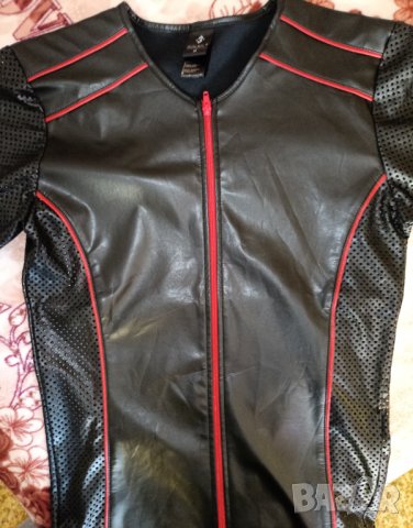 Soleil-M-Ново секси мъжко яке,топ  с къс ръкав,от еко кожа и кожа с перфорации, снимка 1