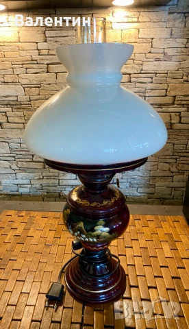 #0015# Винтидж електрическа лампа – калай, ръчно рисувана, Холандия (Tiel)