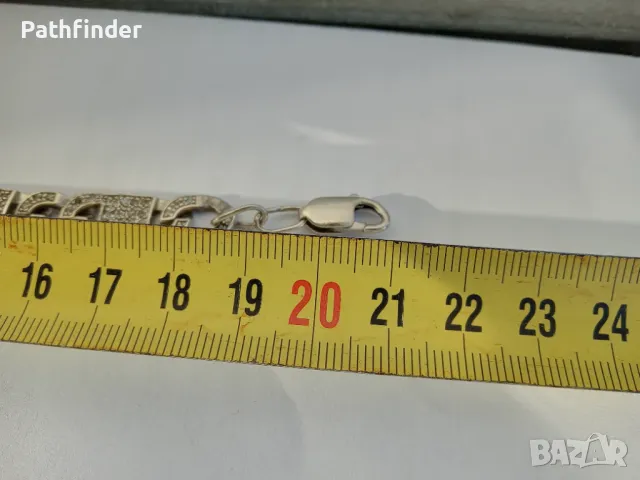 Масивна сребърна гривна с циркони сребро 925, снимка 6 - Гривни - 47855936