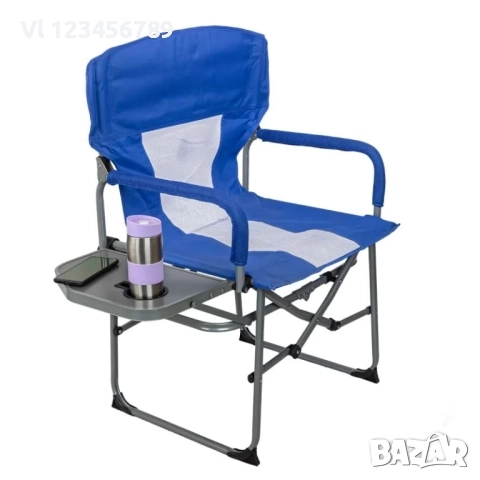 Сгъваем стол за къмпинг, метална конструкция, с поставка за чаша, 46 x 50 x 93 см