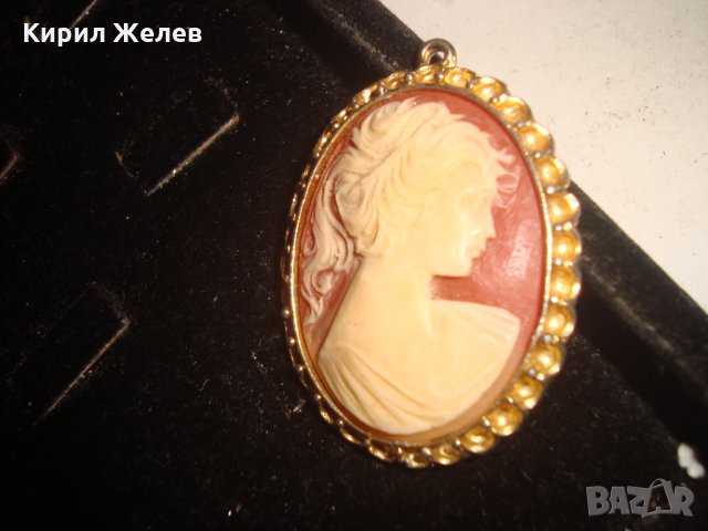 ВИНТИДЖ ВИКТОРИАНСКА КАМЕЯ ПРЕКРАСНА БРОНЗОВА ПОЗЛАТЕНА СТАР ПЕНДАНТ АРТ ДЕКО 17477, снимка 3 - Антикварни и старинни предмети - 31196205